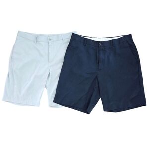 Set Of 2 Men's Flat Front Shorts In  Navy and Light Gray